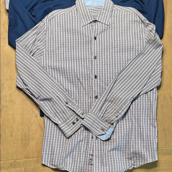 Men's Blue and Gray Patterned Shirts lot of 3, perfect condition - Picture 2 of 10